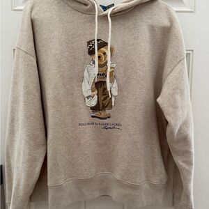Ralph Lauren Beige Polo Bear Hoodie Sweatshirt
